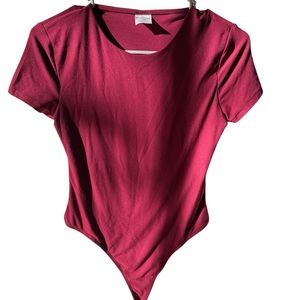 No Boundaries Red Asymmetrical Bodysuit Short Sleeve
